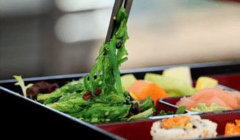 Salad and sushi